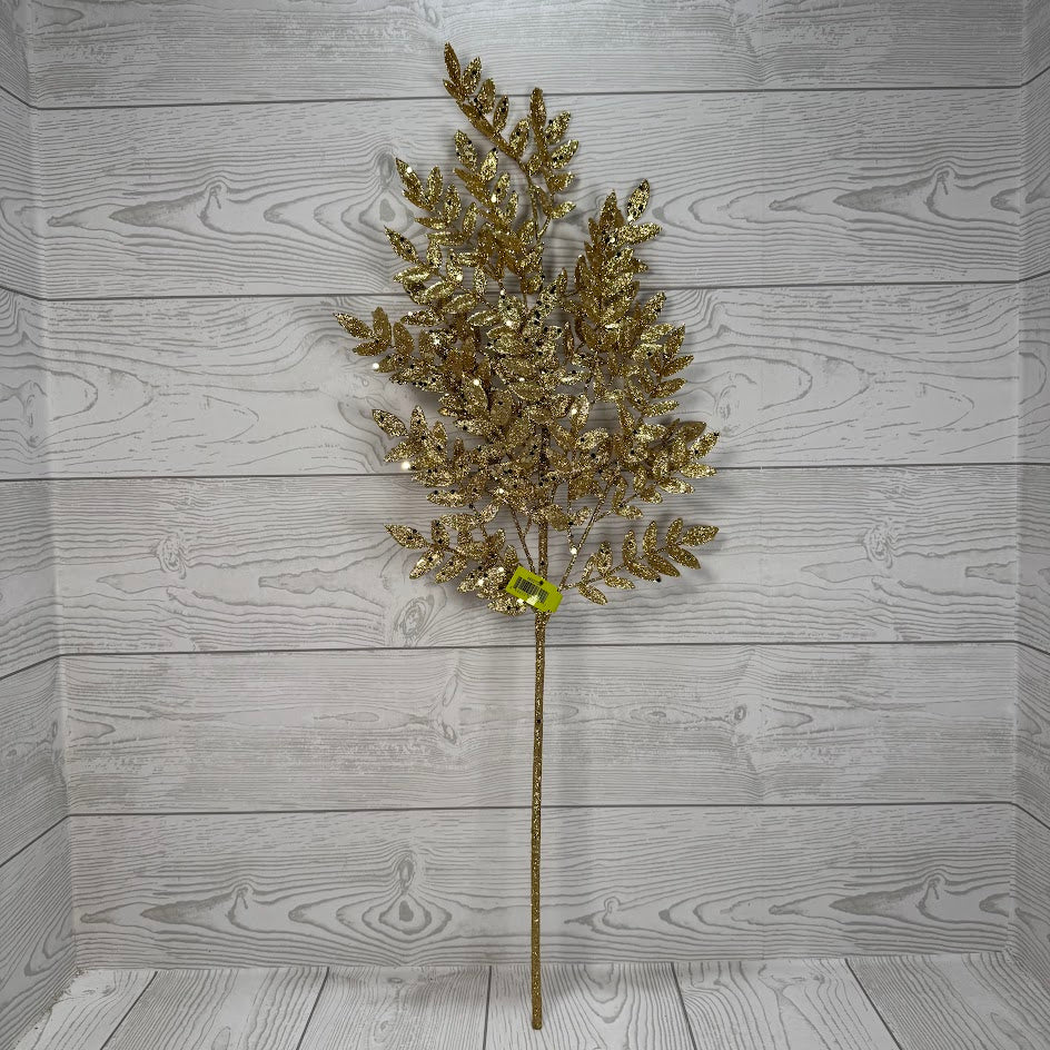 GLITTER FERN SPRAY X5 H28 - GOLD - 86927GD * RD