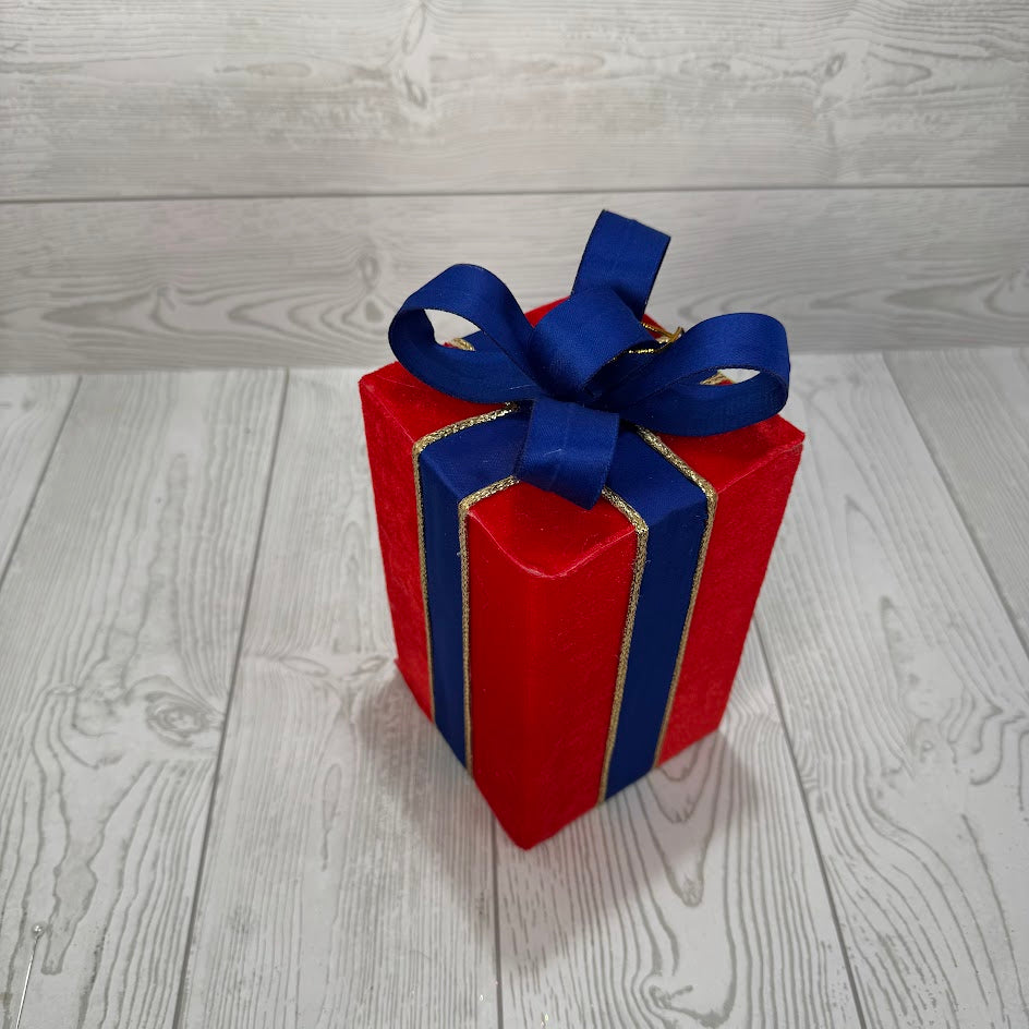 DECOR VELVET GIFT BOX LARGE H9XW4.5XD4.5 - RED/BLUE - 86699RDBL * PK G