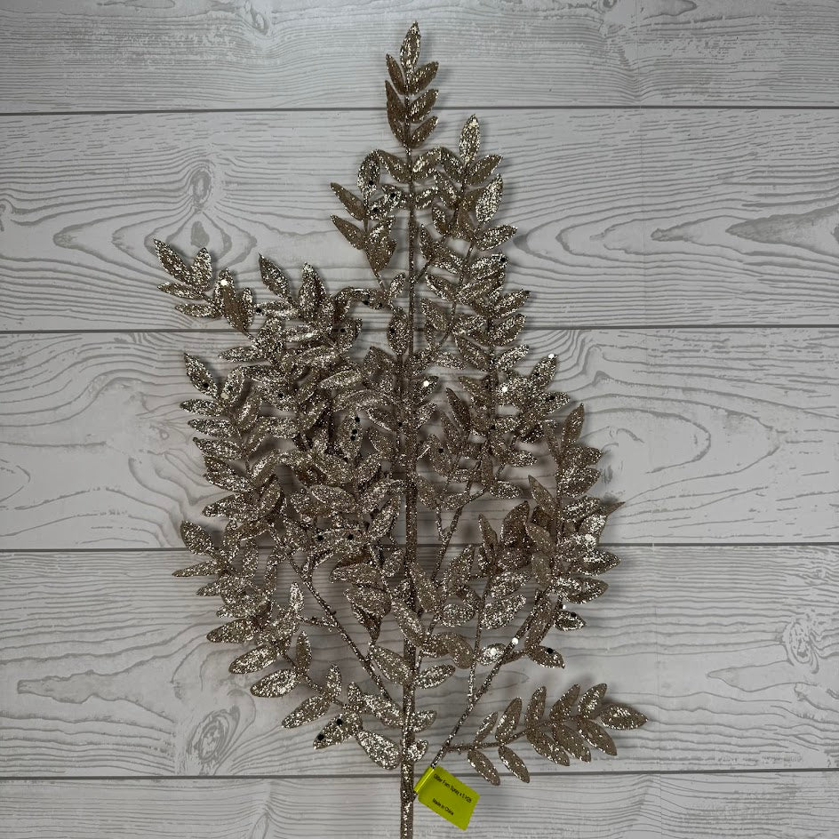 GLITTER FERNS SPRAY X5 H28 - CHAMPAGNE - 86927CH * G