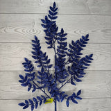 GLITTER FERN SPRAY X5 H28 - BLUE - 86927BL * G