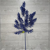 GLITTER FERN SPRAY X5 H28 - BLUE - 86927BL * G