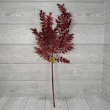 GLITTER FERN SPRAY X5 H28 - RED - 86927RD * G