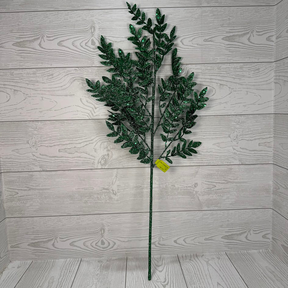 GLITTER FERN SPRAY X5 H28 - GREEN - 86927GN * G
