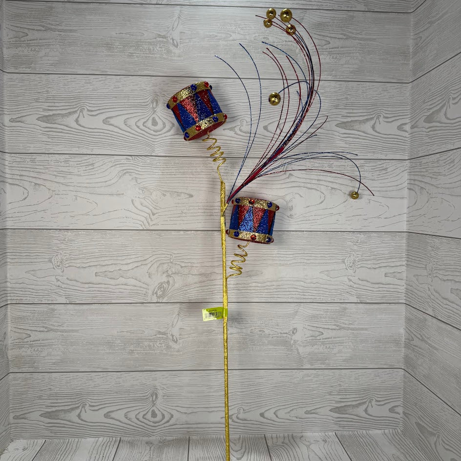 GLITTER DRUM SPRAY X2 H29XDIA3 - RED/BLUE/GOLD - 86625RDBL * RD