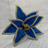 POINSETTIA GD TRIM STEM H22XDIA12 - BLUE/GOLD - 86793BL * BL G