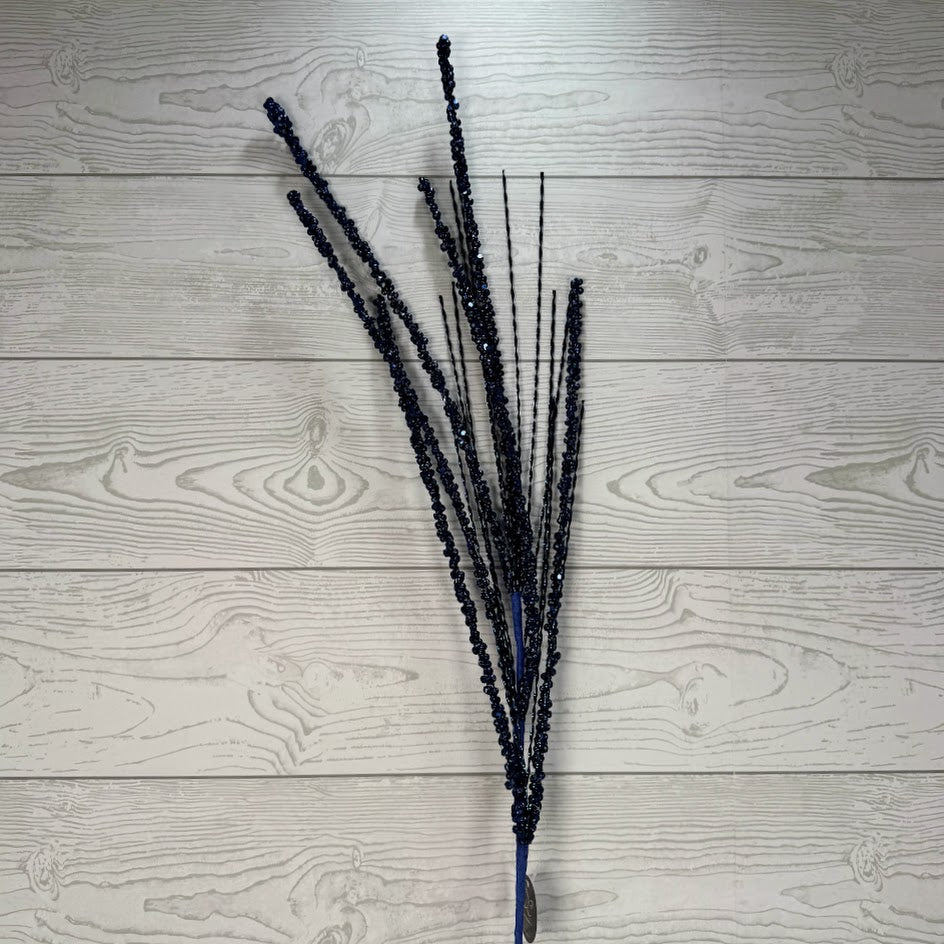 33" GLITTER BEAD BERRY/METALLIC TWIST SPRAY - DARK BLUE - DCSP6410DKBL