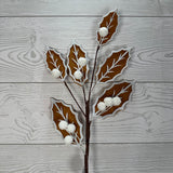 26" FELT GINGERBREAD ICED LEAF STEM W/ BERRIES - DCSP6712