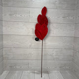 26" VELVET MAGNOLIA LEAF W/ SEQUINS - RED - DCSP6611RD
