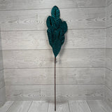 26" VELVET MAGNOLIA LEAF W/ SEQUINS - DARK TEAL - DCSP6611DPGN