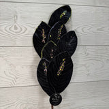 26" VELVET MAGNOLIA LEAF W/ SEQUINS - BLACK - DCSO6611BK