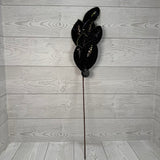 26" VELVET MAGNOLIA LEAF W/ SEQUINS - BLACK - DCSO6611BK