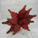 10" HARLEQUIN GLITTER POINSETTIA - RED/GREEN - DCSP6673