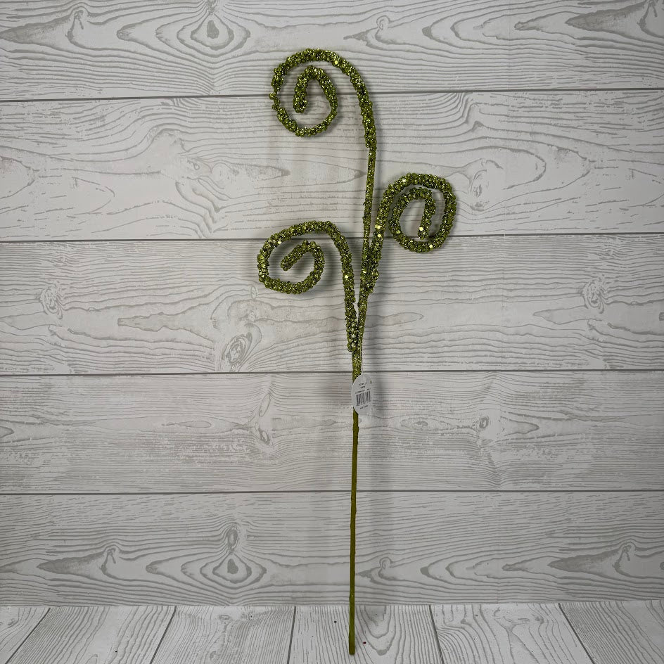 22" GLITTER CURLED SPRAY X3 - GREEN - DC15848GN
