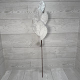 26" VELVET MAGNOLIA LEAF W/ SEQUINS - WHITE - DCSP6611WH