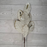 26" VELVET MAGNOLIA LEAF W/ SEQUINS - CREAM/GOLD - DCSP6611CR