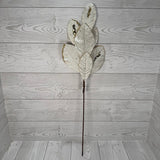 26" VELVET MAGNOLIA LEAF W/ SEQUINS - CREAM/GOLD - DCSP6611CR