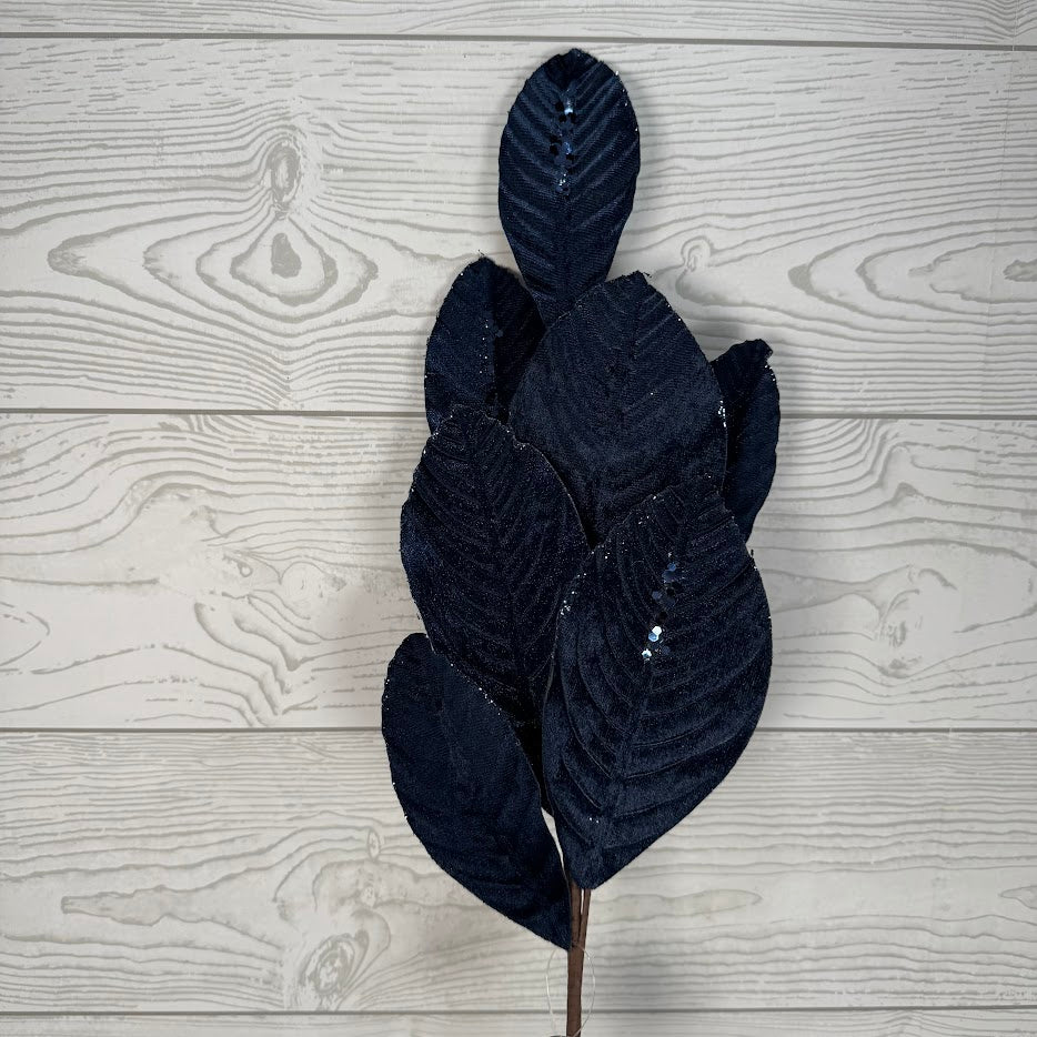 26" VELVET MAGNOLIA LEAF W/ SEQUINS - NAVY - DCSP6611NV