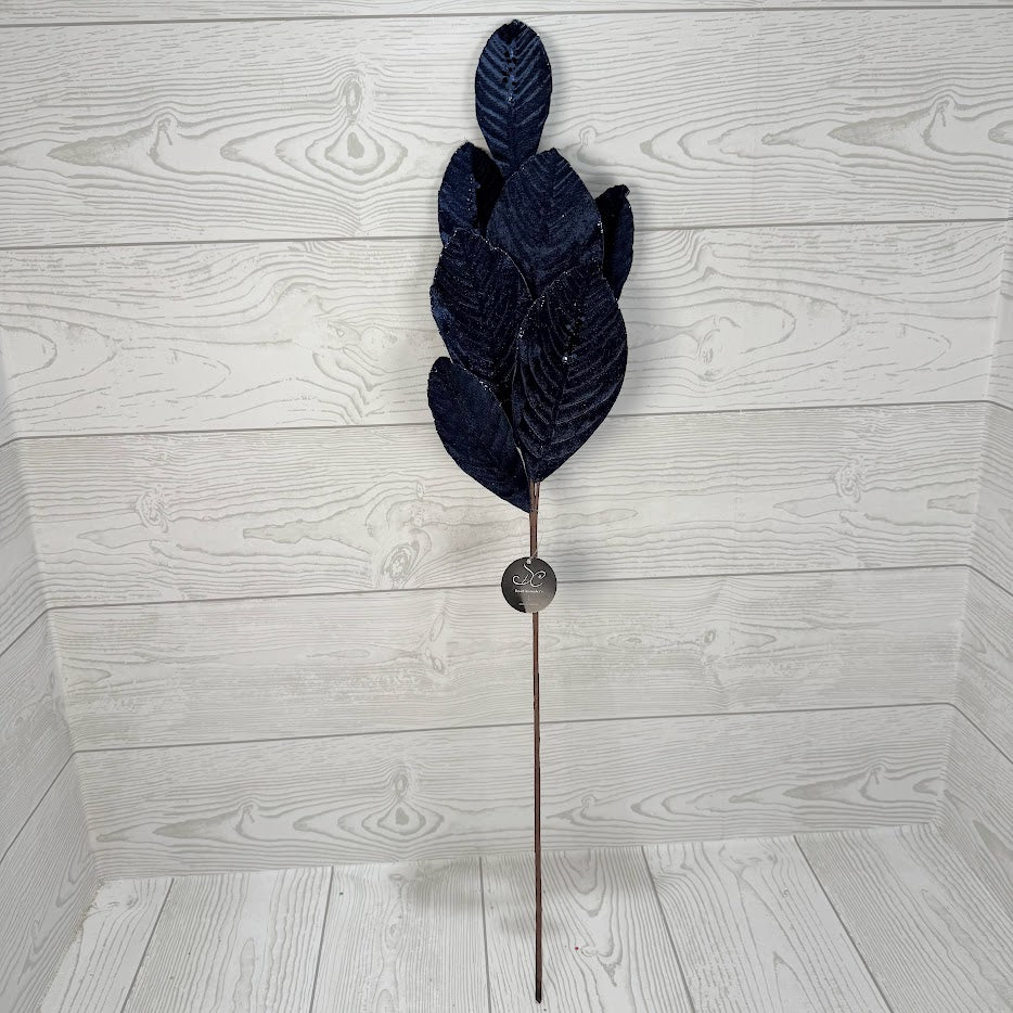 26" VELVET MAGNOLIA LEAF W/ SEQUINS - NAVY - DCSP6611NV