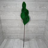 26" VELVET MAGNOLIA LEAF W/ SEQUINS - EMERALD - DCSP6611EM