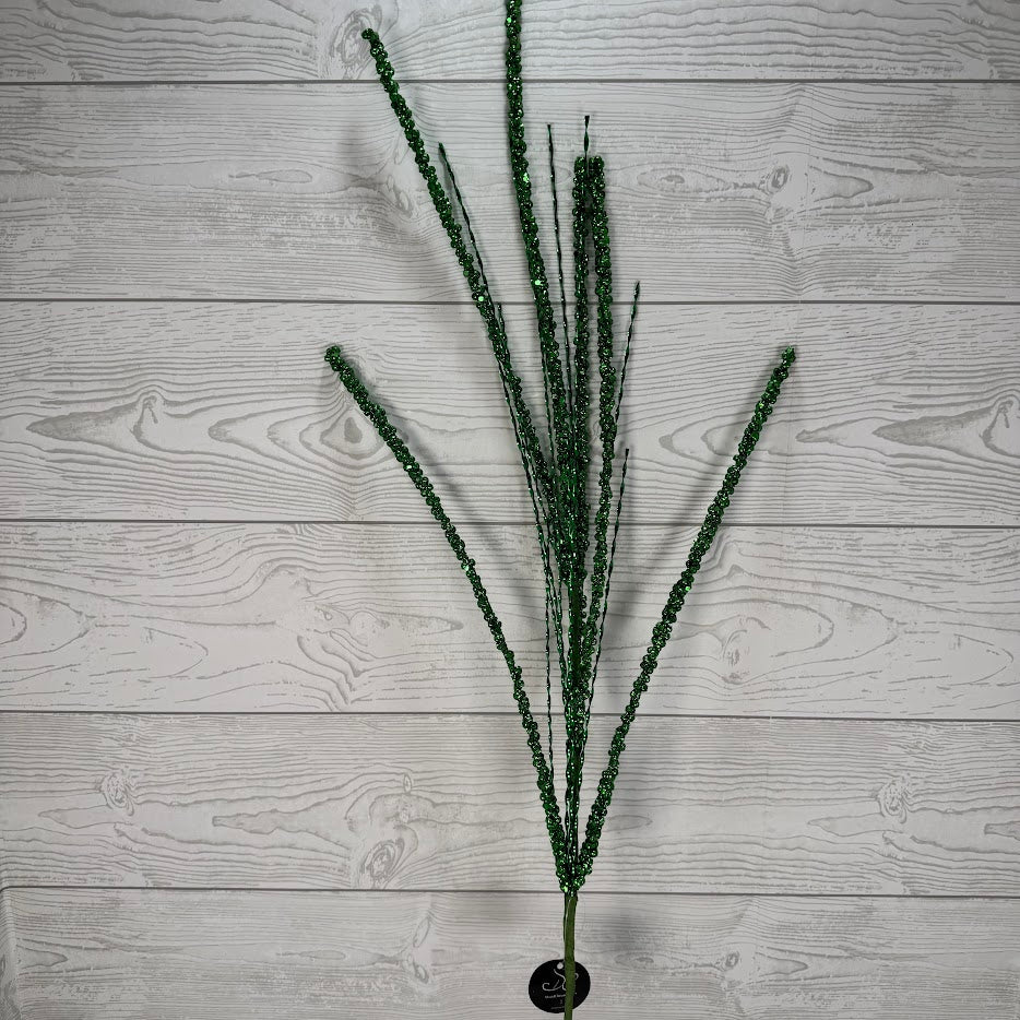 33" GLITTER BEAD BERRY/METALLIC TWIST SPRAY - GREEN - DCSP6410GN