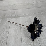 9" VELVET MAGNOLIA STEM WITH SEQUINS - NAVY/CHAMPAGNE - DCSP6671