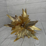 18" METALLIC DIAMOND POINSETTIA SPRAY - GOLD - DCSP5245