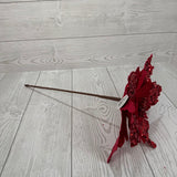 9" WAVY CUT VELVET POINSETTIA LEAF STEM - RED - DCSP6662