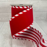 4"X5YD THICK FLAT RED VELVET/WHITE-RED CABAN STRIPES - D73601-04-12