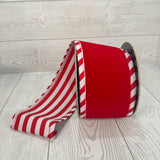 4"X5YD THICK FLAT RED VELVET/WHITE-RED CABAN STRIPES - D73601-04-12