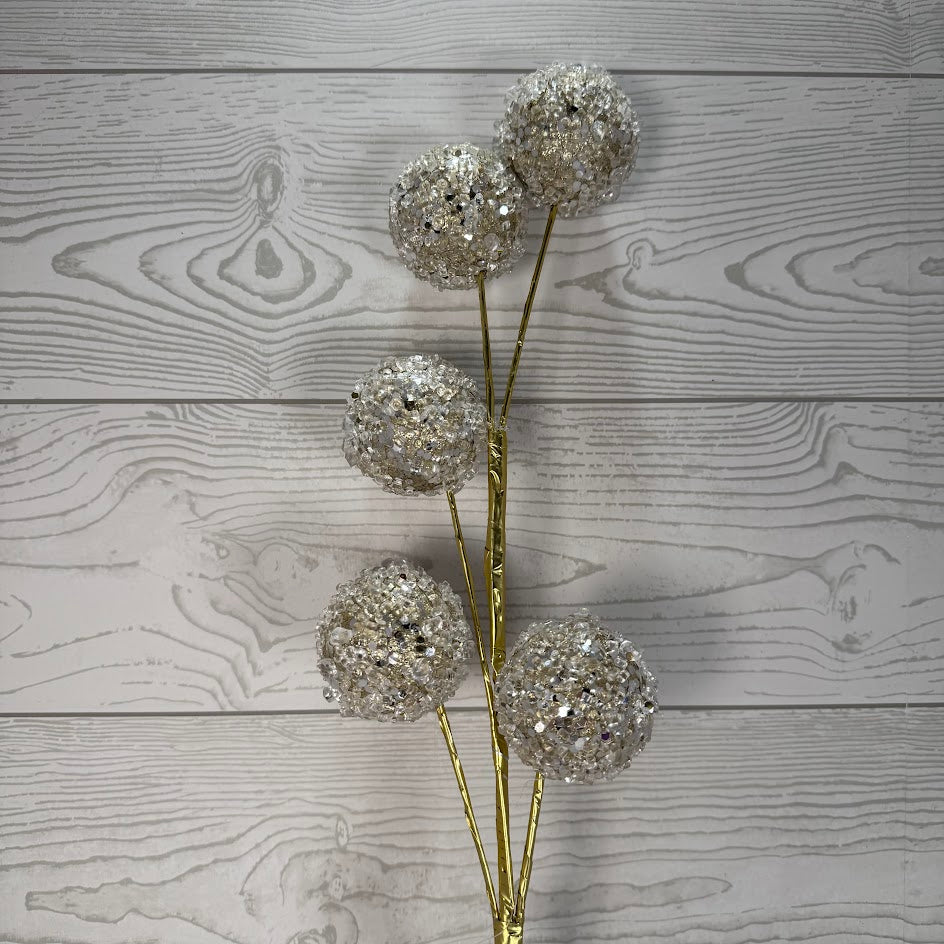 29IN GLITTER ICED BALL SPRAY - 65832