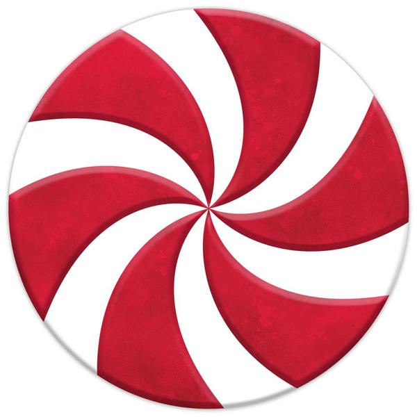 12"DIA METAL/EMBOSSED PEPPERMINT - WHITE/RED - MD060030