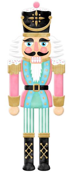 12"H X 4"L METAL PASTEL NUTCRACKER SIGN - PINK/MINT/LIGHT BLUE/WHITE/BLACK - MD1077