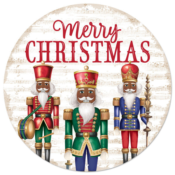 12"DIA MERRY CHRISTMAS SIGN - DARK SKIN/RED/GREEN/BLUE - MD1667C8