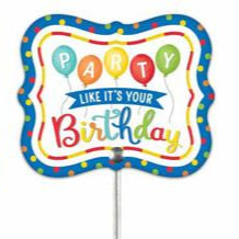 4"L X 3.5"H EMBOSS BIRTHDAY PICK - PARTY - BLUE/RED/YELLOW/ORANGE/LIME - MF399995