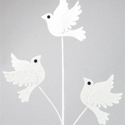 25"H GLITTER/EVA DOVE SPRAY - WHITE MICA - MN0072