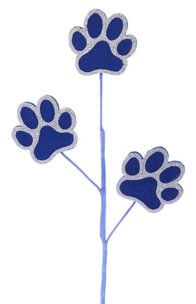 13.5"L GLITTER/FELT PAWPRINT SPRAY - ROYAL BLUE/SILVER - MN045269