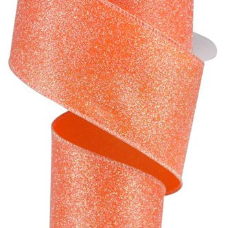2.5"X10YD IRIDESCENT GLITTER ON SATIN - ORANGE - RGA181720