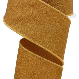 2.5"X10YD FINE GLITTER ON ROYAL - MUSTARD - RGE138190