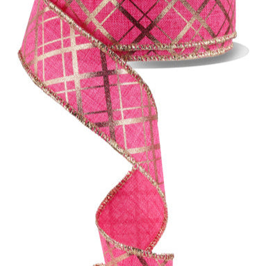 1.5"X10YD METALLIC THICK/THIN DIAGONAL - HOT PINK/GOLD - RGE167311