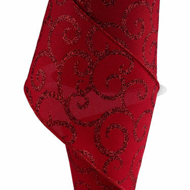 4"X10YD GLITTER SWIRL - RED - RGF178824