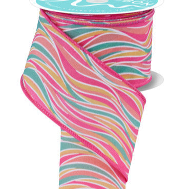 2.5"X10YD WAVY STRIPES - PEACH/PINK/YELLOW/MINT - RGF1940ET