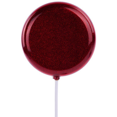 120MM GLITTER LOLLIPOP W/STICK, 11.75"OAL - RED - XC120624