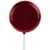 120MM GLITTER LOLLIPOP W/STICK, 11.75"OAL - RED - XC120624