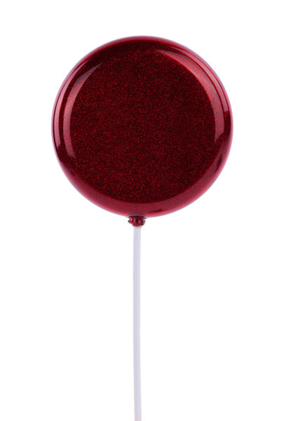 120MM GLITTER LOLLIPOP W/STICK, 11.75"OAL - RED - XC120624