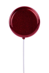 120MM GLITTER LOLLIPOP W/STICK, 11.75"OAL - RED - XC120624