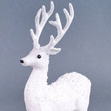 12.25"H X 8"L GLITTER STANDING DEER - WHITE - XF1284