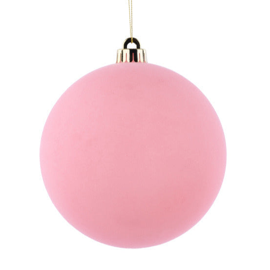 150MM SMOOTH FLOCKED BALL ORNAMENT - PINK - XH115022