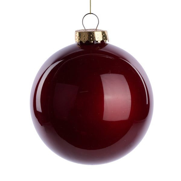 150MM DIA LACQUER/GLASS LOOK ORNAMENT - BURGUNDY - XH966305