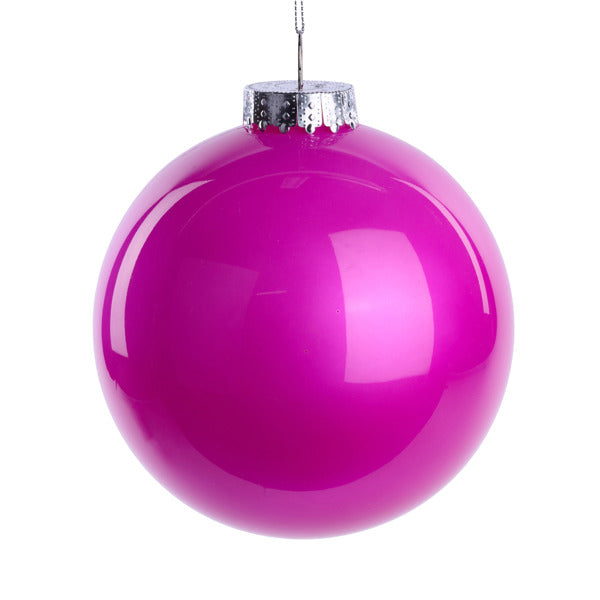 150MM DIA LACQUER/GLASS LOOK ORNAMENT - FUCHSIA  - XH966307