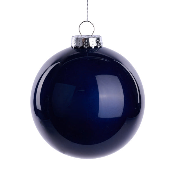 150MM DIA LACQUER/GLASS LOOK ORNAMENT - NAVY BLUE - XH966319